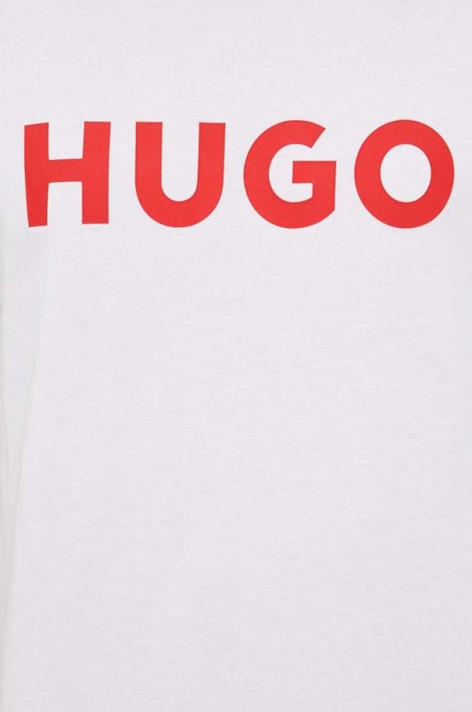 Бавовняна футболка HUGO колір білий з принтом (2248220) фото 5