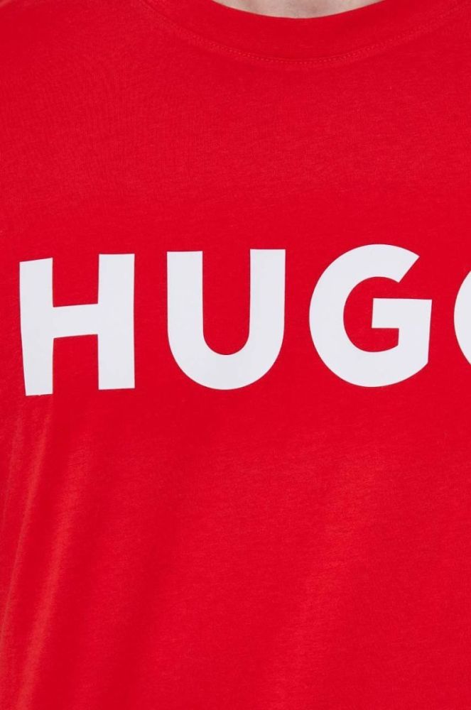 Бавовняна футболка HUGO колір червоний з принтом (2248242) фото 5
