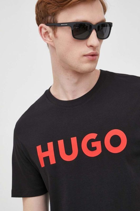 Футболка чоловіча бавовняна HUGO Dulivio колір чорний фото 4