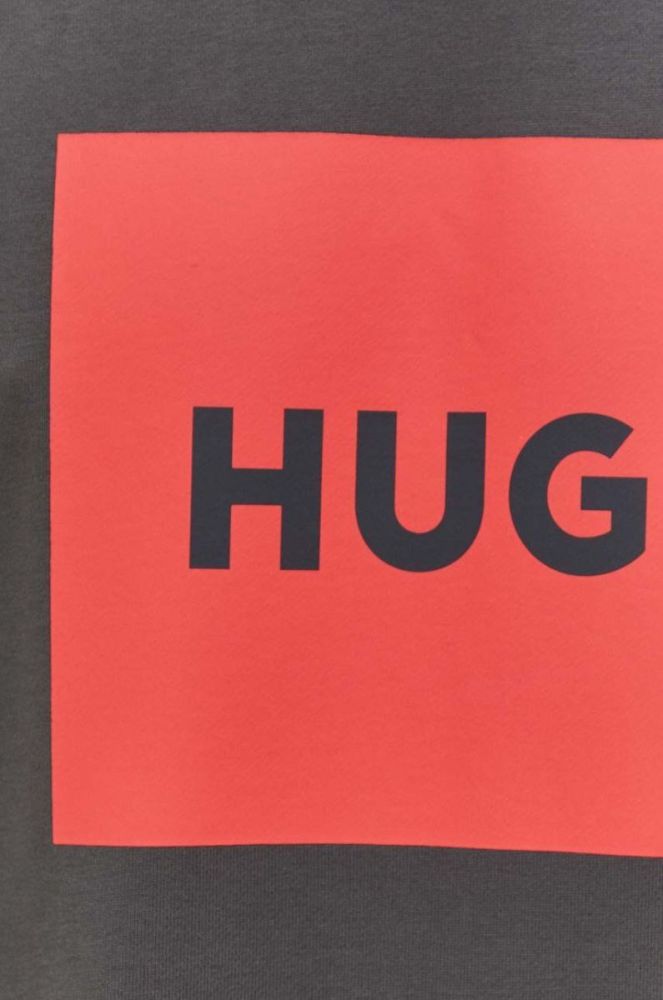Бавовняна кофта HUGO чоловіча колір сірий з принтом (3480577) фото 5