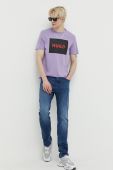 Бавовняна футболка HUGO колір фіолетовий з принтом (3114888)