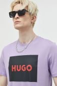 Бавовняна футболка HUGO колір фіолетовий з принтом (3114888)