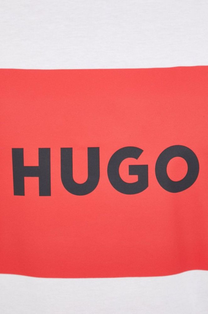 Бавовняна футболка HUGO колір білий з принтом (2255361) фото 5
