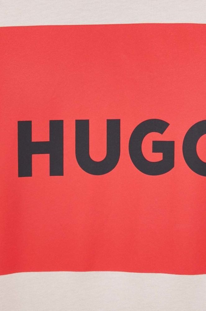 Бавовняна футболка HUGO колір рожевий з принтом (2255371) фото 6