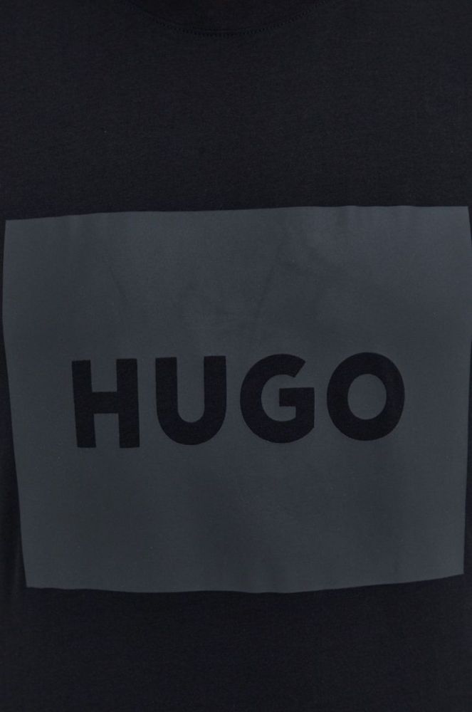 Бавовняна футболка HUGO колір чорний з принтом (2494425) фото 7