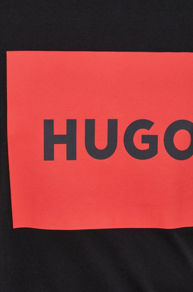 Бавовняна футболка HUGO колір чорний з принтом (2255353) фото 5
