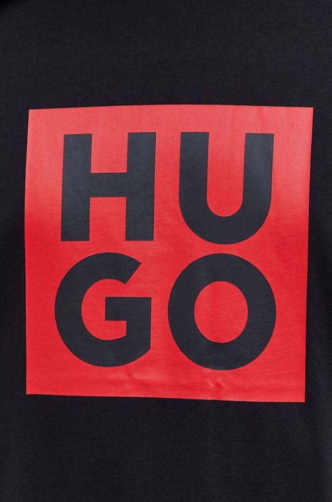 Бавовняна футболка HUGO колір чорний з принтом (3306506) фото 5