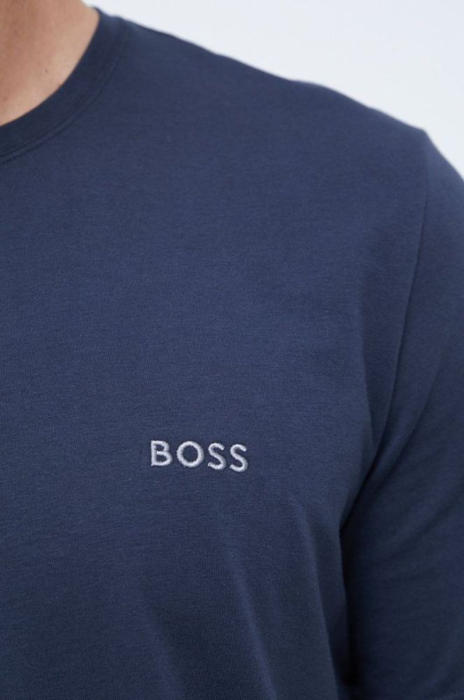 Піжамна футболка BOSS чоловічий колір синій з аплікацією фото 5