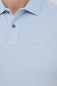Бавовняне поло BOSS однотонний колір блакитний (3216204)