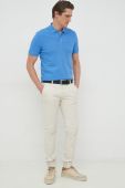 Бавовняне поло BOSS однотонний колір блакитний (2707699)