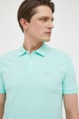 Бавовняне поло BOSS колір бірюзовий однотонний (3150040)
