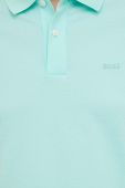 Бавовняне поло BOSS колір бірюзовий однотонний (3150040)