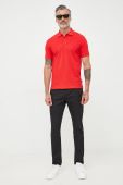 Бавовняне поло BOSS колір червоний з аплікацією