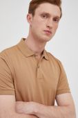 Бавовняне поло BOSS колір бежевий з аплікацією (2413165)