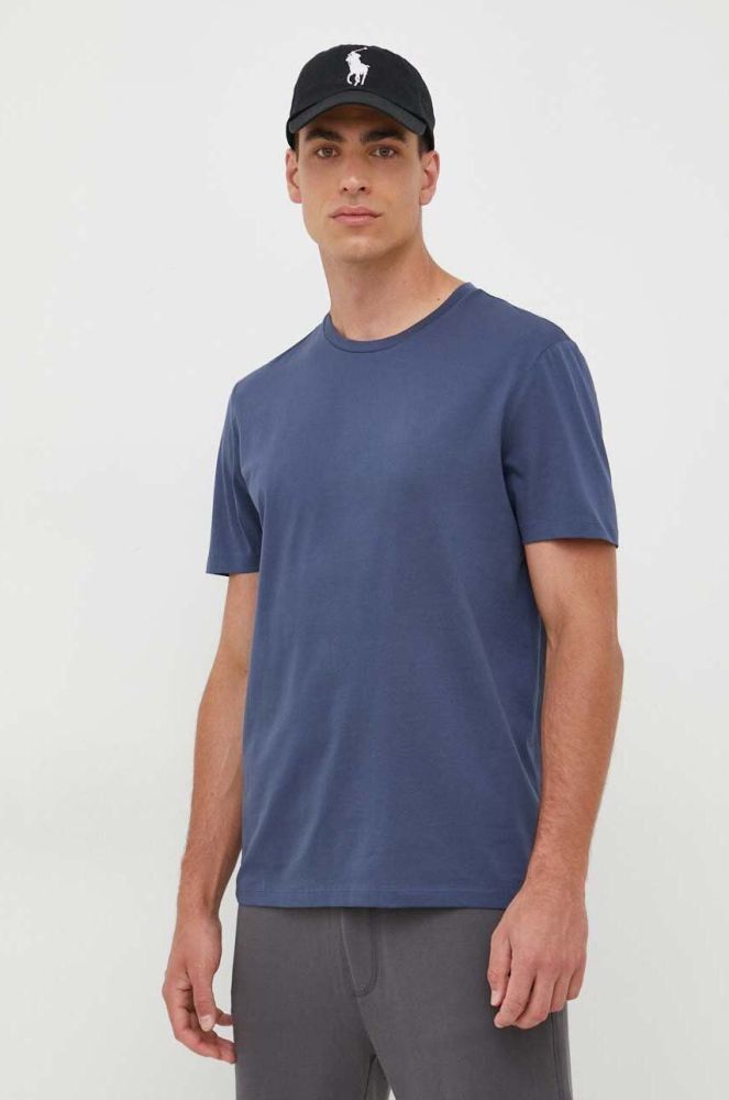 Бавовняна футболка BOSS однотонний колір блакитний (3373838)