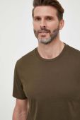 Бавовняна футболка BOSS колір зелений однотонний (3349374)