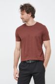 Бавовняна футболка BOSS колір коричневий однотонний