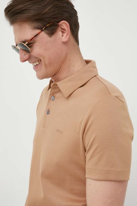 Бавовняне поло BOSS колір чорний однотонний (3224211)