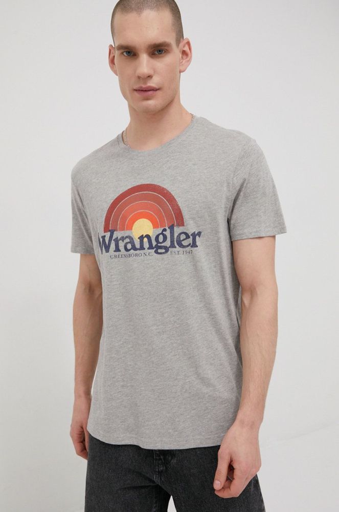 Футболка Wrangler чоловічий колір сірий меланж