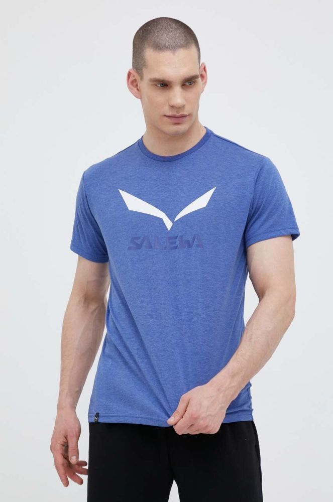 Спортивна футболка Salewa з принтом колір блакитний