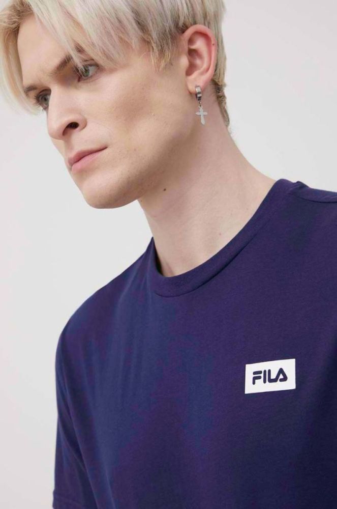Бавовняна футболка Fila колір синій з принтом (2090642) фото 4
