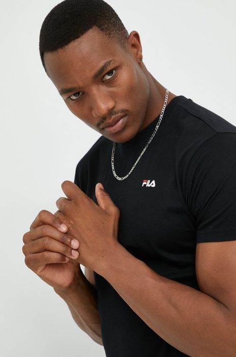 Бавовняна футболка Fila колір чорний однотонна