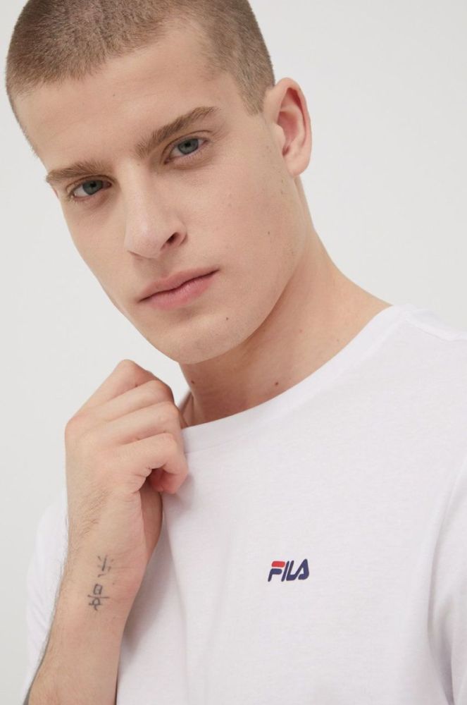 Бавовняна футболка Fila (2-pack) колір чорний однотонний фото 7