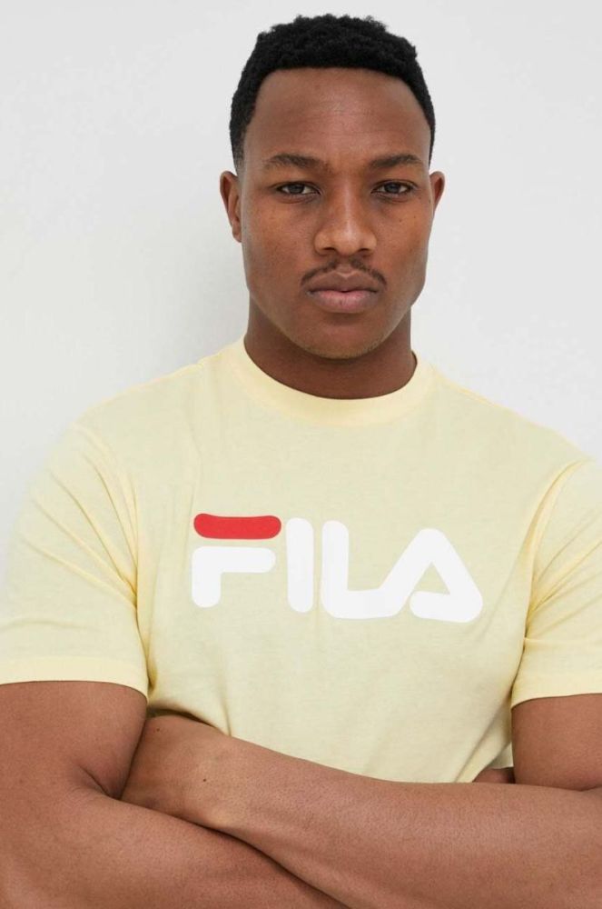 Бавовняна футболка Fila колір жовтий з принтом фото 4