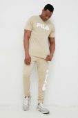 Бавовняна футболка Fila колір бежевий з принтом (3026660)
