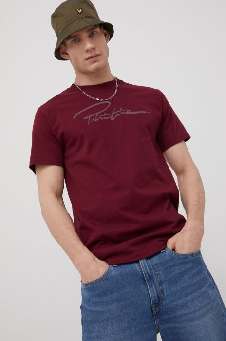 Бавовняна футболка Primitive колір бордовий з принтом (2126993)