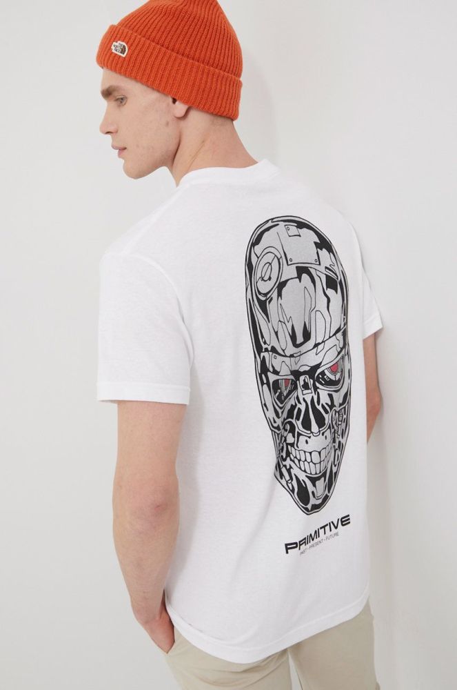 Бавовняна футболка Primitive X Terminator колір білий з принтом