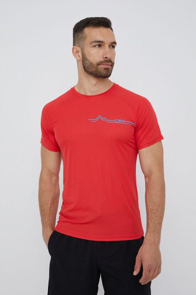 Спортивна футболка CMP колір червоний з принтом