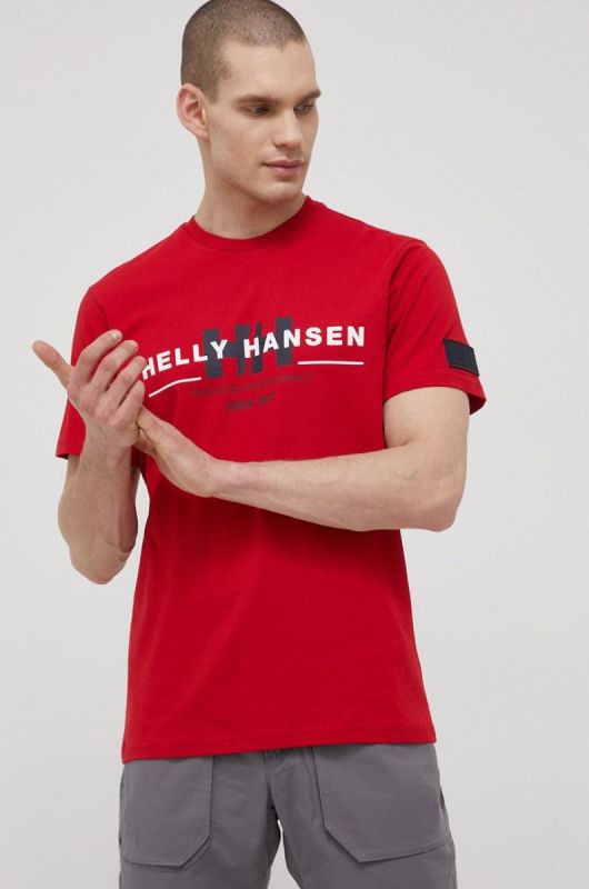 Бавовняна футболка Helly Hansen колір червоний з принтом фото 2