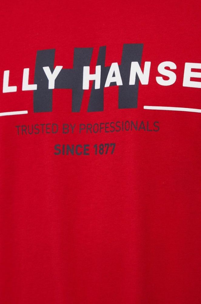 Бавовняна футболка Helly Hansen колір червоний з принтом фото 4