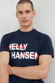 Бавовняна футболка Helly Hansen колір синій з принтом