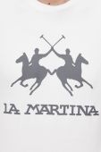Бавовняна футболка La Martina колір бежевий з аплікацією (2177833)