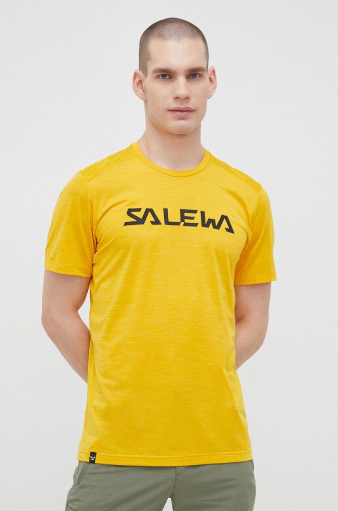 Спортивна футболка Salewa Puez Hybrid 2 колір жовтий з принтом