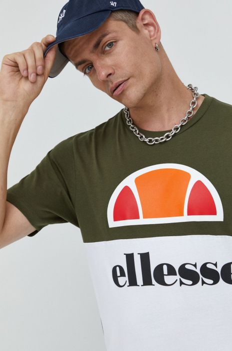 Бавовняна футболка Ellesse колір зелений з принтом (2666924)