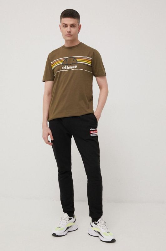 Бавовняна футболка Ellesse колір зелений з принтом SHM13827-KHAKI (2198713)