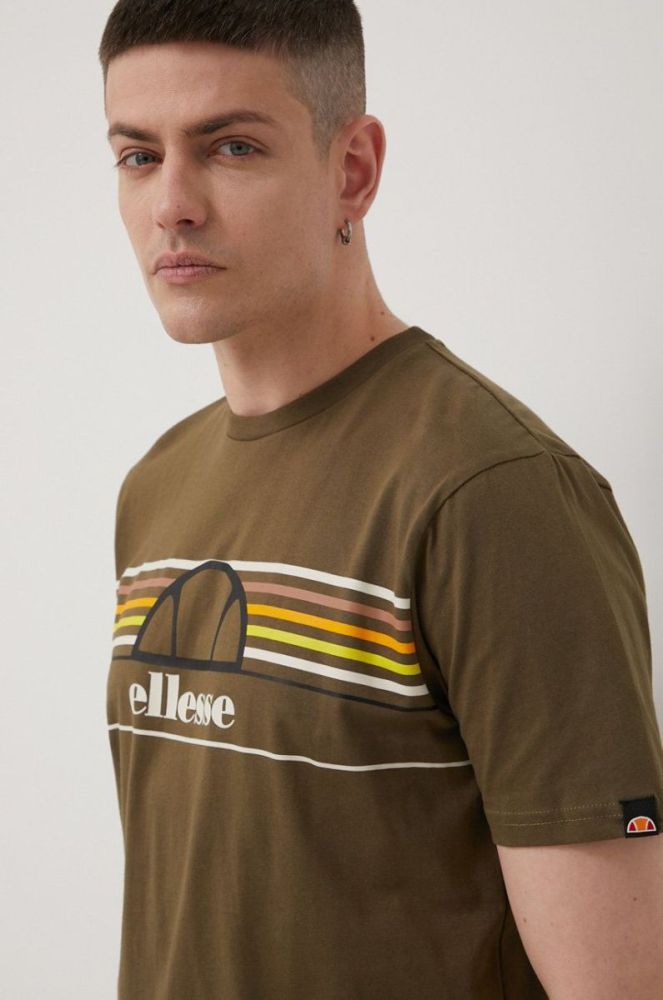Бавовняна футболка Ellesse колір зелений з принтом SHM13827-KHAKI (2198713) фото 4