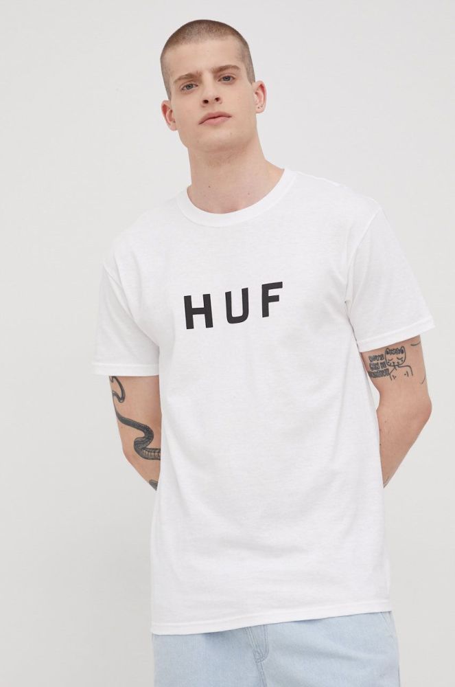 Бавовняна футболка HUF колір білий з принтом (2413329)