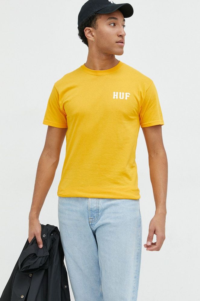 Бавовняна футболка HUF колір помаранчевий з принтом (2835665)