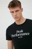 Бавовняна футболка Peak Performance колір чорний з принтом
