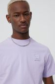 Бавовняна футболка Fila колір фіолетовий з аплікацією