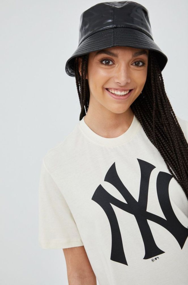 Бавовняна футболка 47brand Mlb New York Yankees колір бежевий з принтом фото 4
