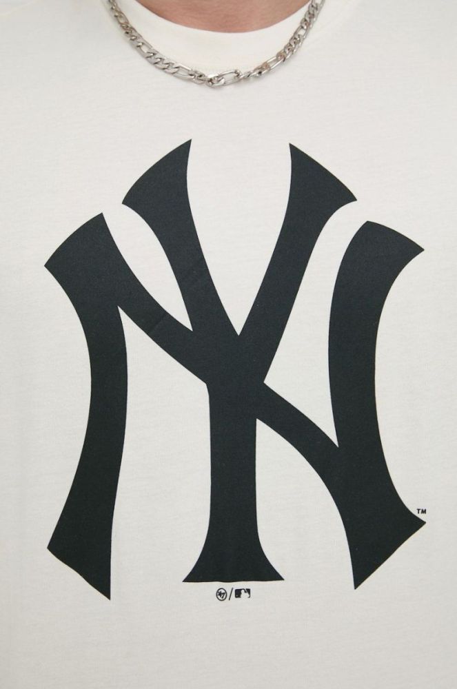 Бавовняна футболка 47brand Mlb New York Yankees колір бежевий з принтом фото 6