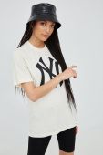 Бавовняна футболка 47brand Mlb New York Yankees колір бежевий з принтом