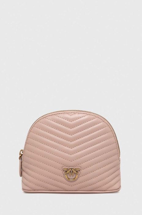 Шкіряна косметичка Pinko колір рожевий