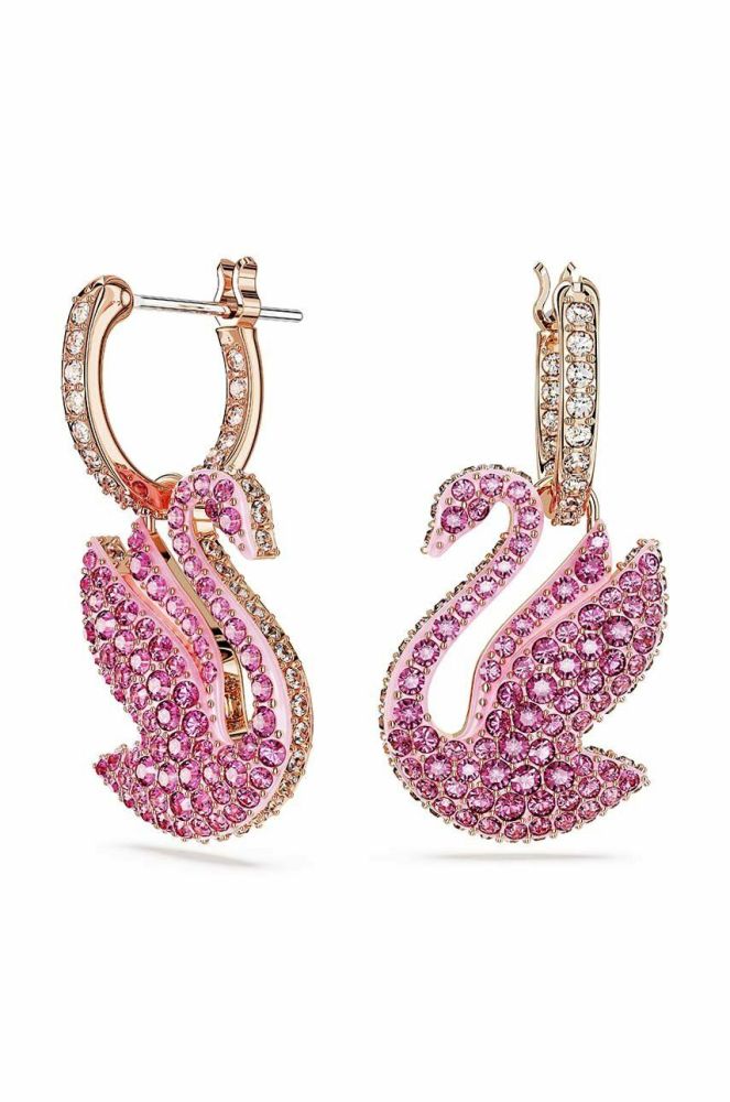 Сережки Swarovski Iconic Swan колір рожевий (2981982)