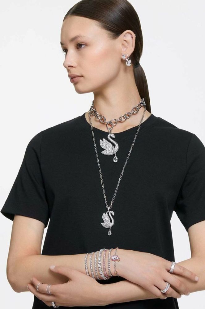 Браслет Swarovski POP SWAN жіночий колір срібний фото 3